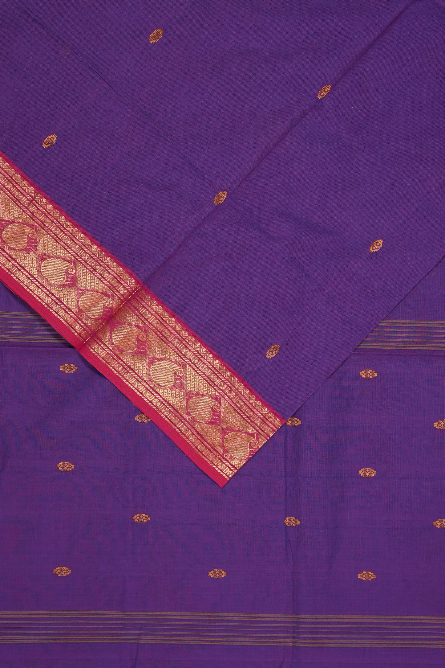 Violet Kanchi Cotton Saree (Ready-To-Ship)