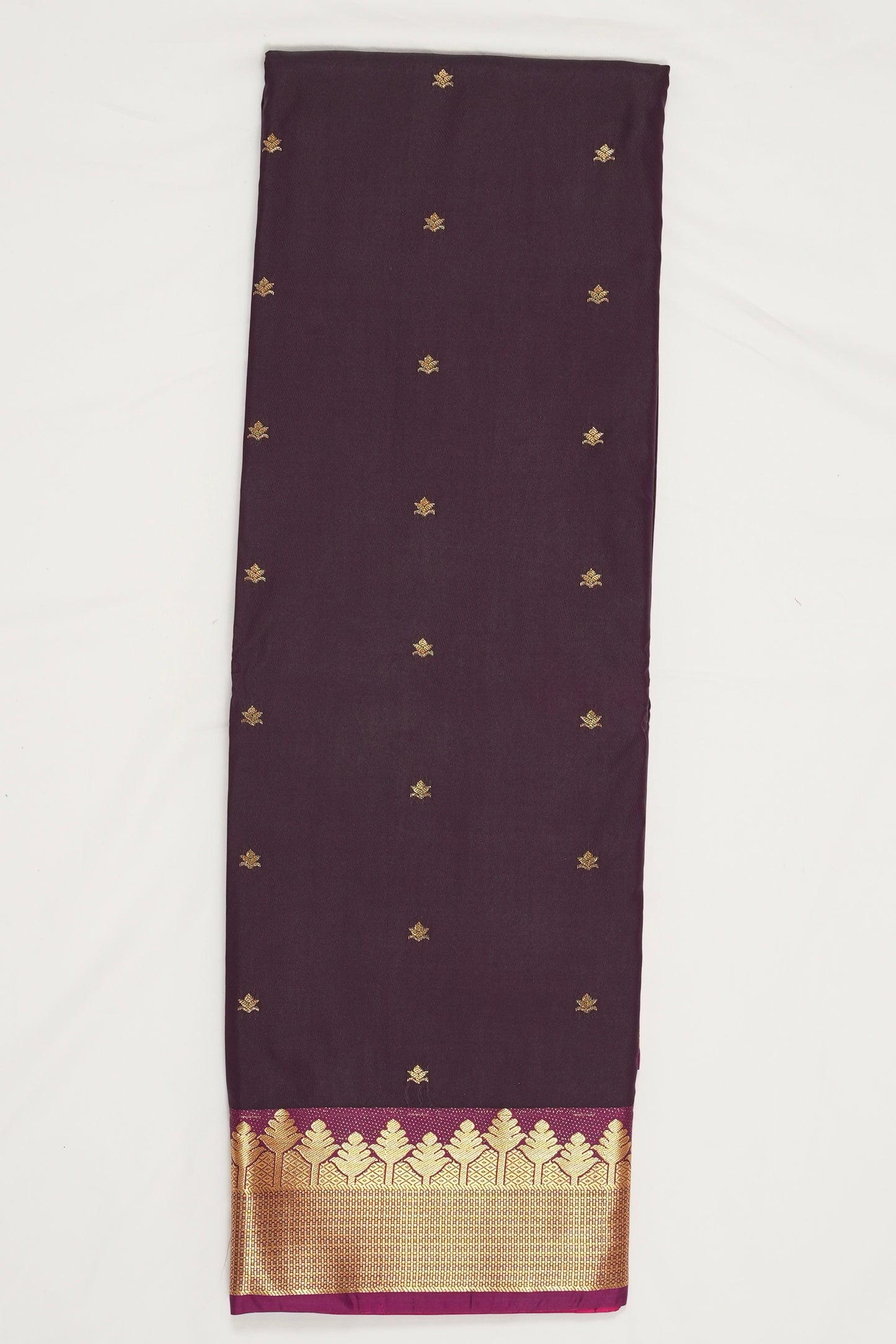 Dark Plum Semi Silk Saree (Ready-To-Ship)