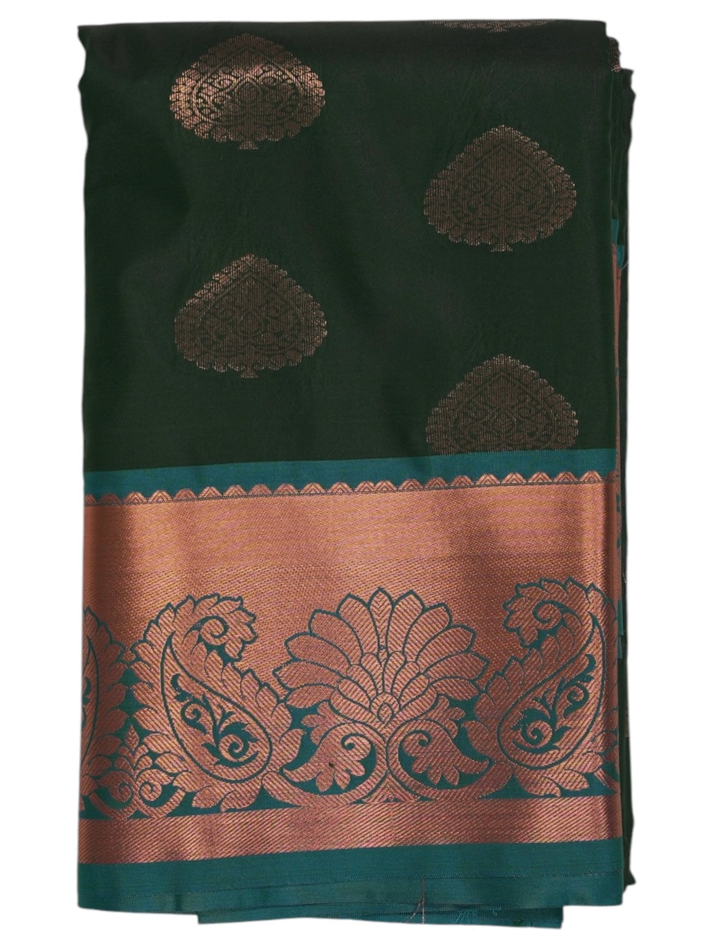 Bottle Green Semi Silk Saree (Ready-To-Ship)