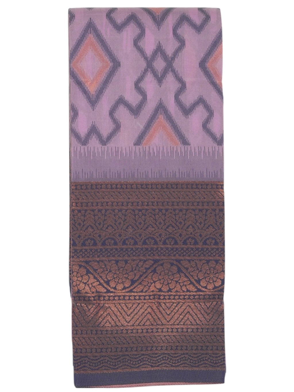 Lilac Geometric Kanchi Cotton Saree (Ready-To-Ship)