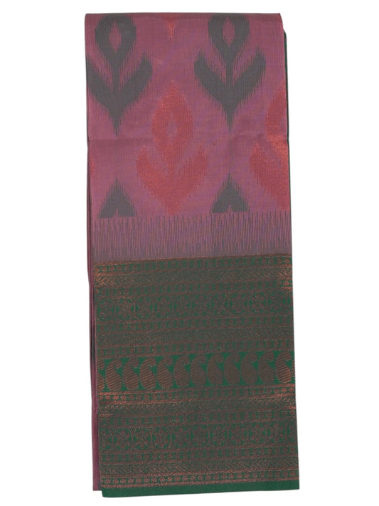 Dahlia & Green Leaf Kanchi Cotton Saree (Ready-To-Ship)