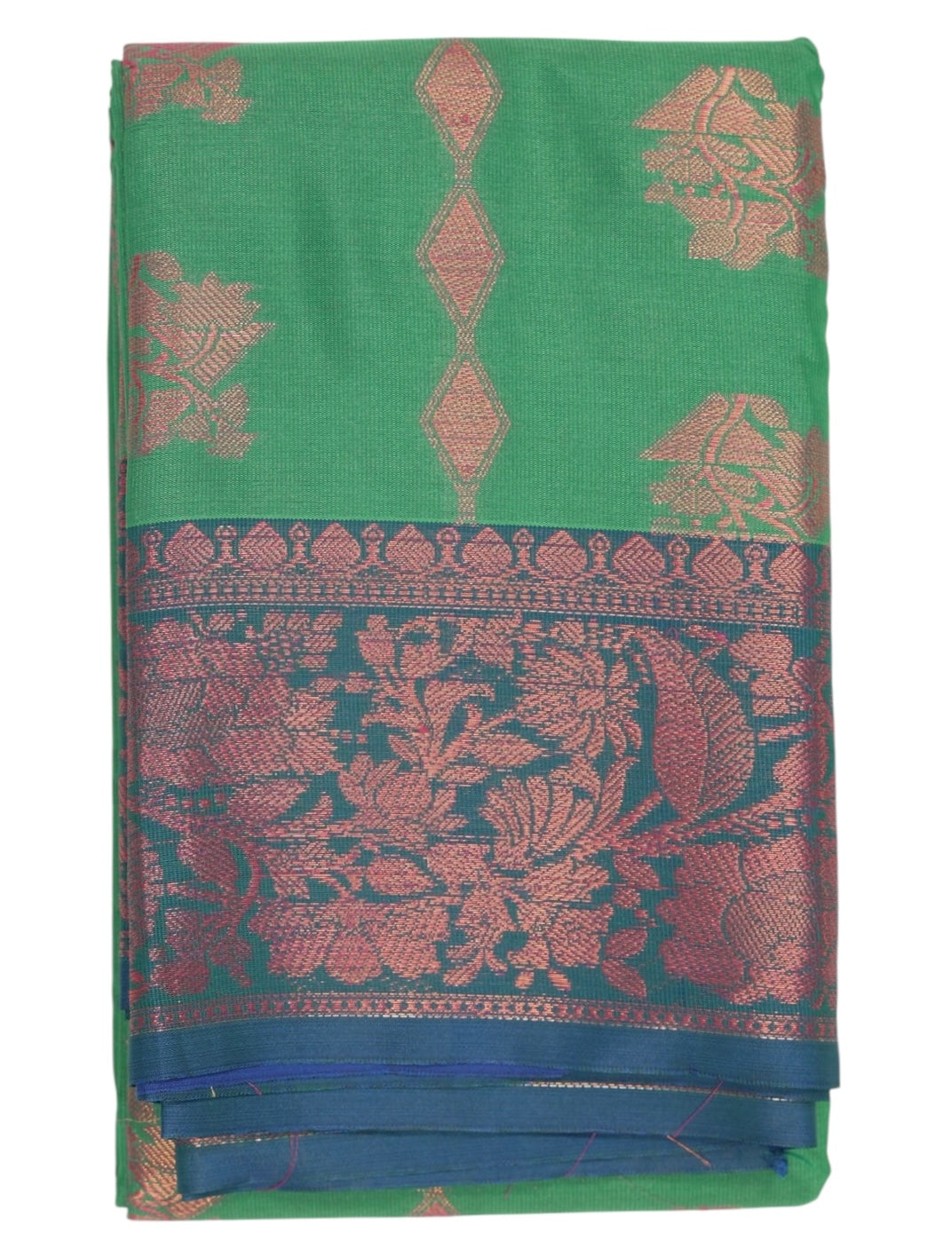 Parrot Green Semi Silk Saree (Ready-To-Ship)