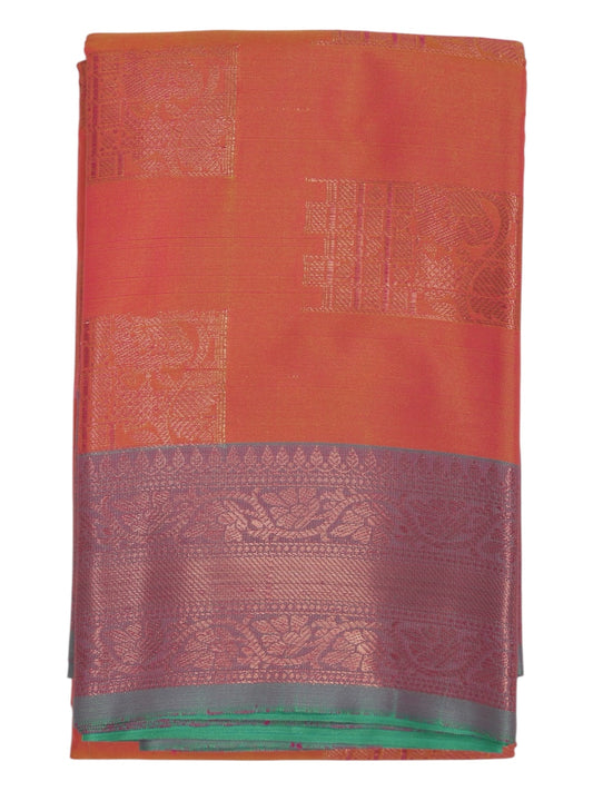 Burnt Orange Semi Silk Saree (Ready-To-Ship)