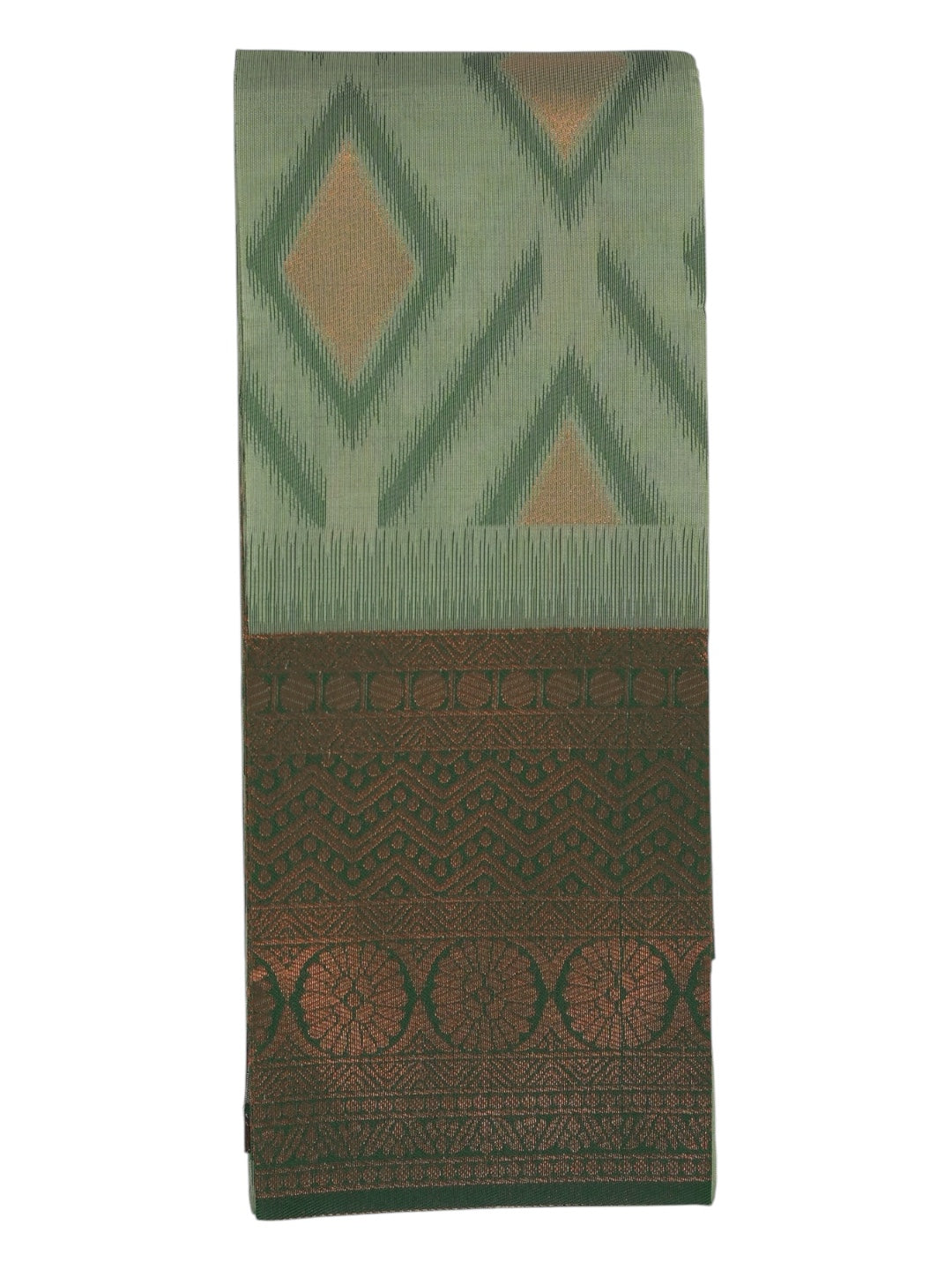 Sage Green Diamonds Kanchi Cotton Saree (Ready-To-Ship)