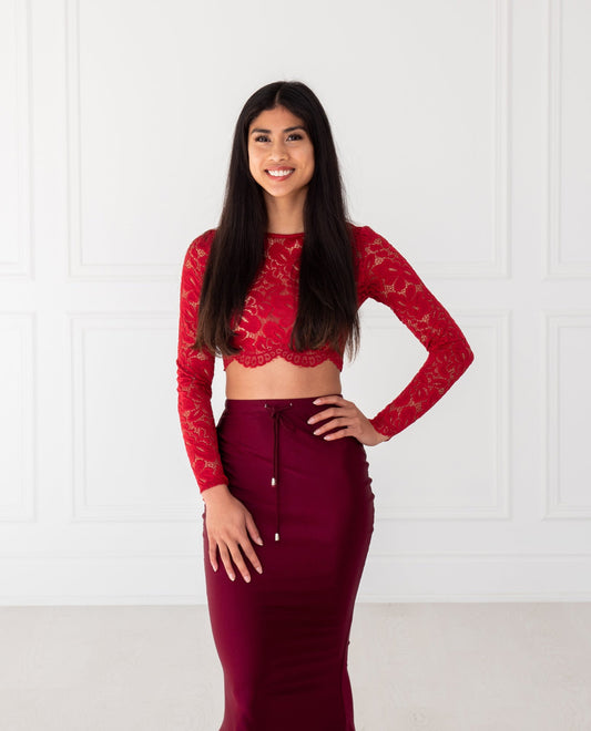 Vino Long Sleeve Lace Crop Top