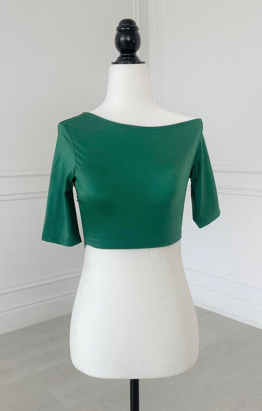 Emerald Off One Shoulder Luxe Blouse