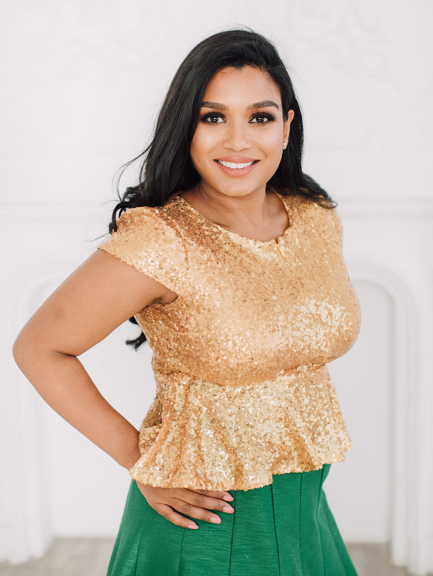 Peplum Sequin Blouse