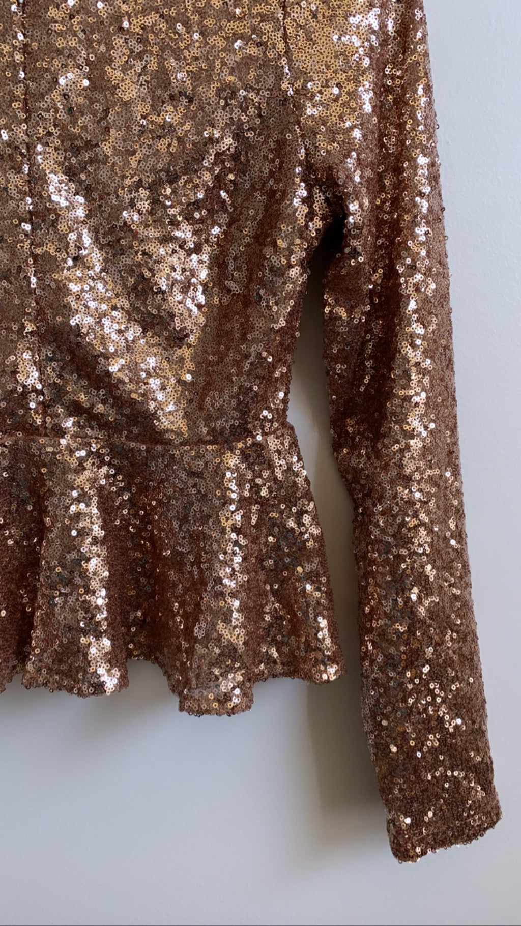 Peplum Sequin Blouse - Long Sleeve