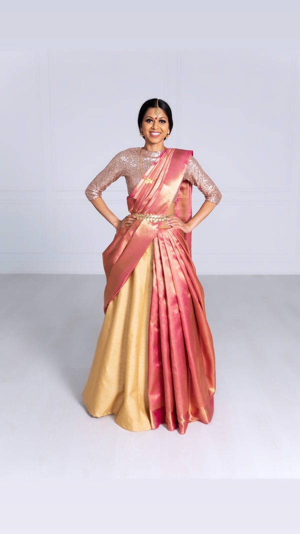Saree drape on skirt/new style to wear saree/Recreation arts priya - YouTube
